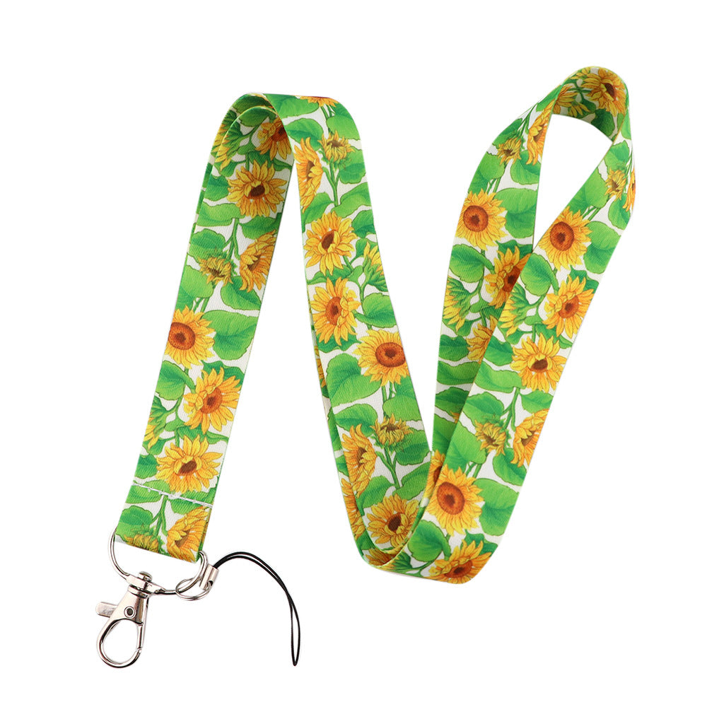 Wholesale Polyester Sunflower Mobile Phone Lanyard Keychain